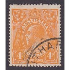 Australian    King George V    4d Orange   Single Crown WMK Plate Variety 2R50..